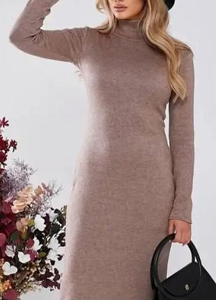 Сукня 20% кашемір 50% віскоза m-l колір мокко up2 fashion