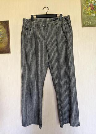 Широкие штаны armani jeans 100% лен. разм. xl