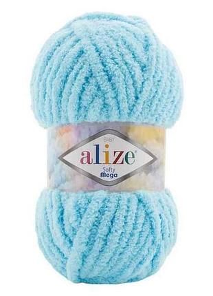 Пряжа softy mega 128 5шт/уп голубой 100% микрополиэстер 100г 70м тм alize