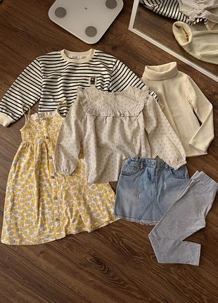 Лот блуза h&m, джинсовая юбка на девочку 122 6-7 лет, сарафан, кофта, лосины