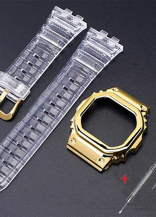 Ремешок + безель (рант) для casio g-shock gmw-b5000 transp gd, ремешки для часов