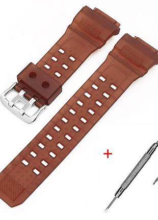 Ремешок для casio g-shock gw-9300/9400 translucent brown silver, ремешки для часов