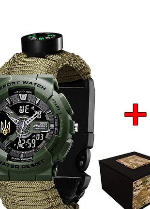 Наручные часы awarder 005p тризуб золото army green паракордовий ремінець army green + коробка.