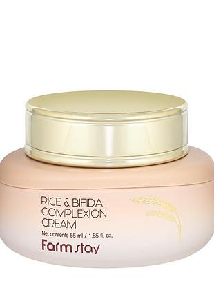 Крем для обличчя farmstay rice & bifida complexion cream з рисом і пробіотиком 55 мл daily skin care