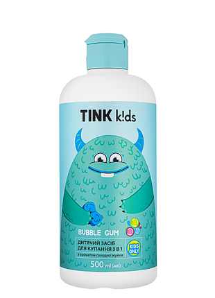 Детское средство для купания от 3 лет tink kids bubble gum 3 в 1 без слез 500 мл