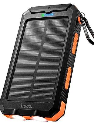 Павербанк hoco j164 platinum solar 8000mah, солнечный туристический повербанк с фонариком и компасом