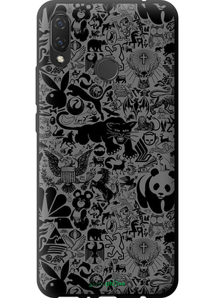 Чехол на huawei nova 3i чёрно-серый стикер бомбинг "2432b-1541-8094", чехол для телефона