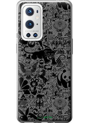 Чохол на oneplus 9 pro чорно-сірий стикер бомбінг "2432u-2250-8094", чохол для телефона