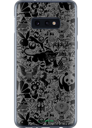 Чехол на samsung galaxy s10e чёрно-серый стикер бомбинг "2432u-1646-8094"