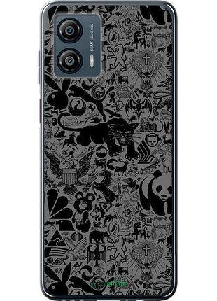 Чехол на motorola moto g53 чёрно-серый стикер бомбинг "2432u-3047-8094", чехол для телефона
