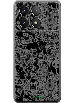 Чехол на xiaomi poco f6 pro чёрно-серый стикер бомбинг "2432u-3755-8094", чехол для телефона