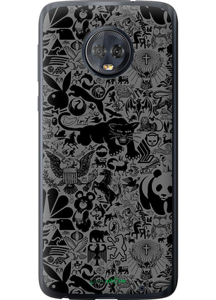 Чехол на motorola moto g6 plus чёрно-серый стикер бомбинг "2432u-976-8094", чехол для телефона