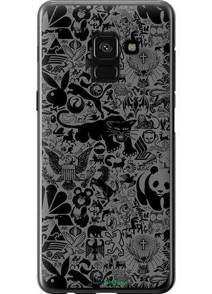 Чехол на samsung galaxy a8 2018 a530f чёрно-серый стикер бомбинг "2432u-1344-8094", чехол для телефона