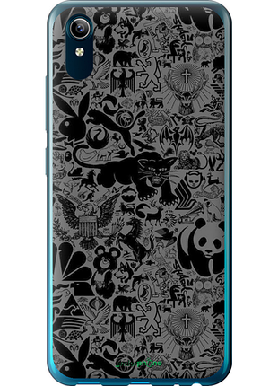 Чехол на vivo y91c чёрно-серый стикер бомбинг "2432u-1762-8094", чехол для телефона
