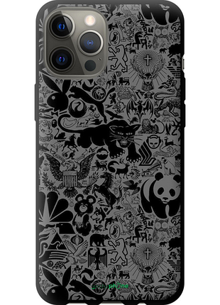 Чехол на iphone 12 pro max чёрно-серый стикер бомбинг "2432b-2054-8094"