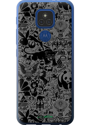 Чехол на motorola e7 plus чёрно-серый стикер бомбинг "2432u-2107-8094", чехол для телефона