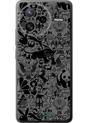 Чехол на xiaomi poco f7 ultra чёрно-серый стикер бомбинг "2432u-4086-8094", чехол для телефона