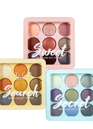 Набір палітр тіней для повік dodo girl eyeshadow 9 відтінків, 3 шт в асортименті (d3202) daily skin care