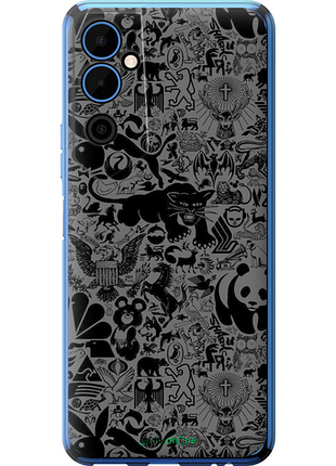 Чехол на tecno pova neo 2 lg6n чёрно-серый стикер бомбинг "2432u-2968-8094", чехол для телефона