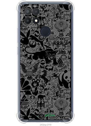 Чехол на oppo a15s чёрно-серый стикер бомбинг "2432sp-2527-8094", чехол для телефона