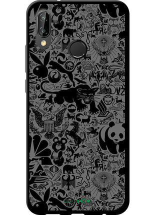 Чехол на huawei p20 lite чёрно-серый стикер бомбинг "2432b-1410-8094", чехол для телефона