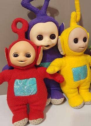 Vintage teletubbies set of plush soft toys 3 шт, телепузик винтаж оригинал лот