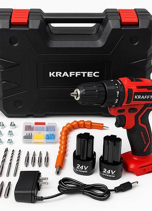 Фирменный аккумуляторный шуруповерт krafftec, дрель-шуруповерт с множеством насадок lc-20