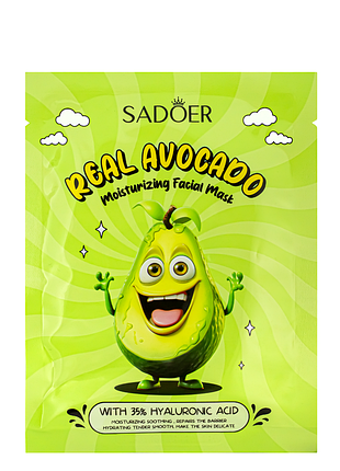 Маска для кожи лица увлажняющая sadoer real avocado тканевая 25g (sd34694)