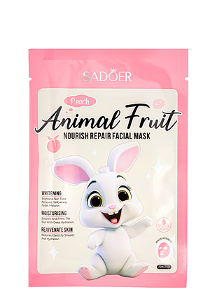 Маска для обличчя поживна sadoer animal fruit peach тканинна 25 г (sd35103)