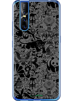 Чехол на vivo v15 pro чёрно-серый стикер бомбинг "2432u-1763-8094", чехол для телефона