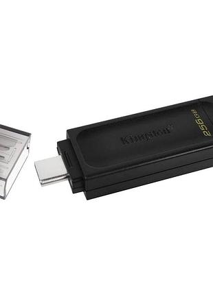 Флеш память usb kingston dt 70 type-c 256 gb usb 3.2 black (33295_3030411)