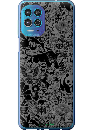 Чохол на motorola edge s чорно-сірий стикер бомбінг "2432u-2860-8094"