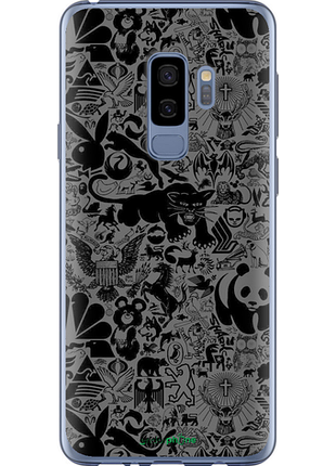 Чехол на samsung galaxy s9 plus чёрно-серый стикер бомбинг "2432u-1365-8094", чехол для телефона