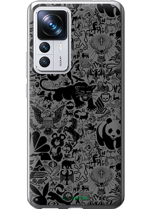 Чохол на xiaomi 12t pro чорно-сірий стикер бомбінг "2432u-2869-8094"