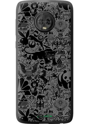 Чехол на motorola moto g6 чёрно-серый стикер бомбинг "2432u-982-8094", чехол для телефона