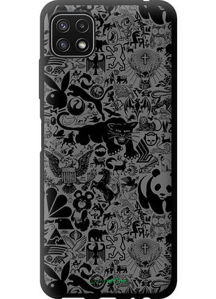 Чехол на samsung galaxy a22 5g a226b чёрно-серый стикер бомбинг "2432b-2581-8094", чехол для телефона