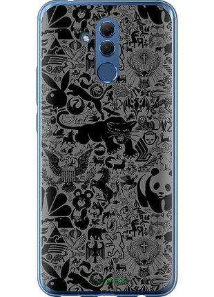 Чехол на huawei mate 20 lite чёрно-серый стикер бомбинг "2432u-1575-8094", чехол для телефона