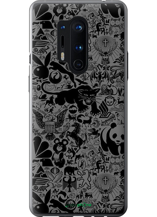 Чохол на oneplus 8 pro чорно-сірий стикер бомбінг "2432u-1896-8094", чохол для телефона