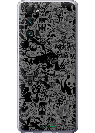 Чехол на huawei honor 30 pro чёрно-серый стикер бомбинг "2432u-1920-8094", чехол для телефона
