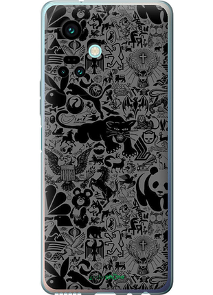 Чехол на tecno camon 19 pro (ci8n) чёрно-серый стикер бомбинг "2432u-2766-8094", чехол для телефона