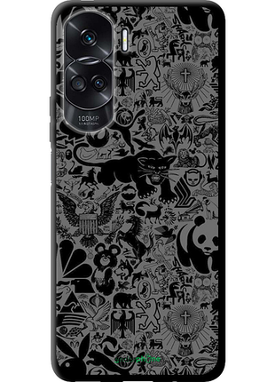 Чехол на huawei honor 90 lite чёрно-серый стикер бомбинг "2432b-3131-8094", чехол для телефона