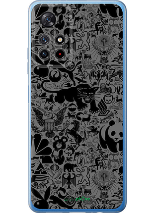 Чехол на xiaomi redmi note 11 5g чёрно-серый стикер бомбинг "2432u-3849-8094", чехол для телефона