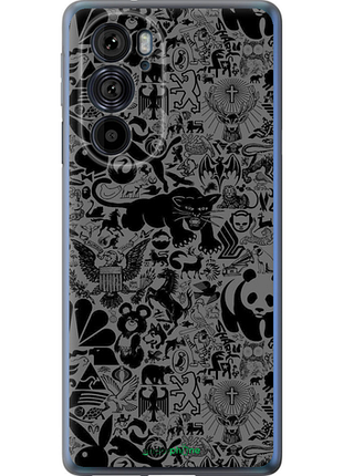 Чехол на motorola edge 30 pro чёрно-серый стикер бомбинг "2432u-2826-8094"