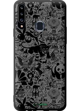 Чехол на samsung galaxy a20s a207f чёрно-серый стикер бомбинг "2432b-1775-8094", чехол для телефона