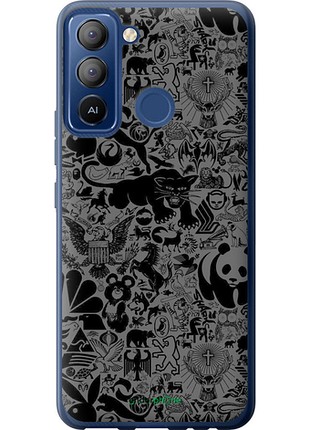 Чехол на tecno pop 5 lte bd4 чёрно-серый стикер бомбинг "2432u-2639-8094", чехол для телефона