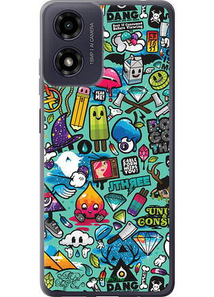 Чехол на motorola moto e14 стикер бомбинг 1 "693u-3848-8094"