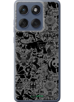 Чехол на motorola edge 60 fusion 5g чёрно-серый стикер бомбинг "2432u-4021-8094", чехол для телефона