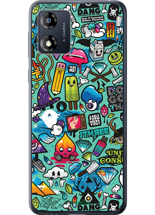 Чехол на motorola moto e13 стикер бомбинг 1 "693u-3053-8094"