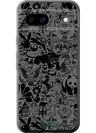 Чехол на google pixel 8a чёрно-серый стикер бомбинг "2432u-3406-8094", чехол для телефона