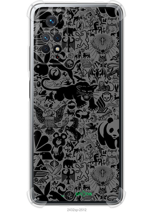 Чехол на xiaomi redmi note 11 pro чёрно-серый стикер бомбинг "2432sp-2512-8094", чехол для телефона